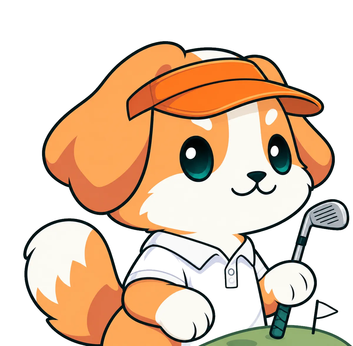 A broker dog closing a deal on the golf course
